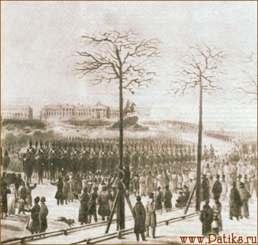 Восстание 14 декабря 1825 г. на Сенатской площади. Фрагмент. К.И. Кольман. 1830-е. / www.patiks.ru