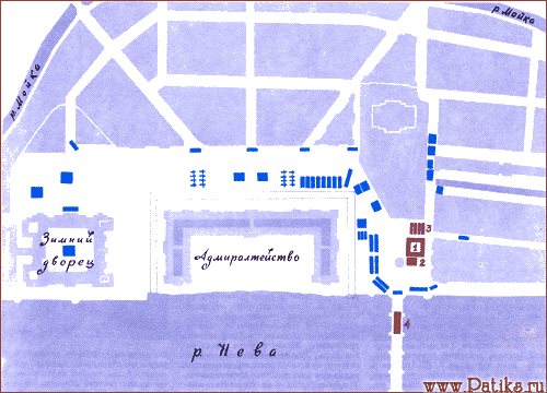Расположение восставших частей и правительственных войск на Сенатской площади 14 декабря 1825 г. www.patiks.ru